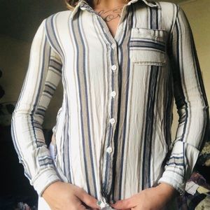 Striped button down fitted shirt